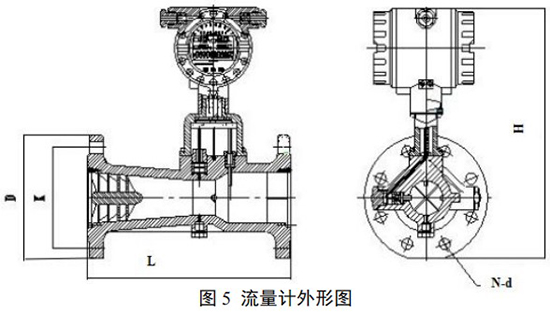 燃氣旋進旋渦流量計外形圖